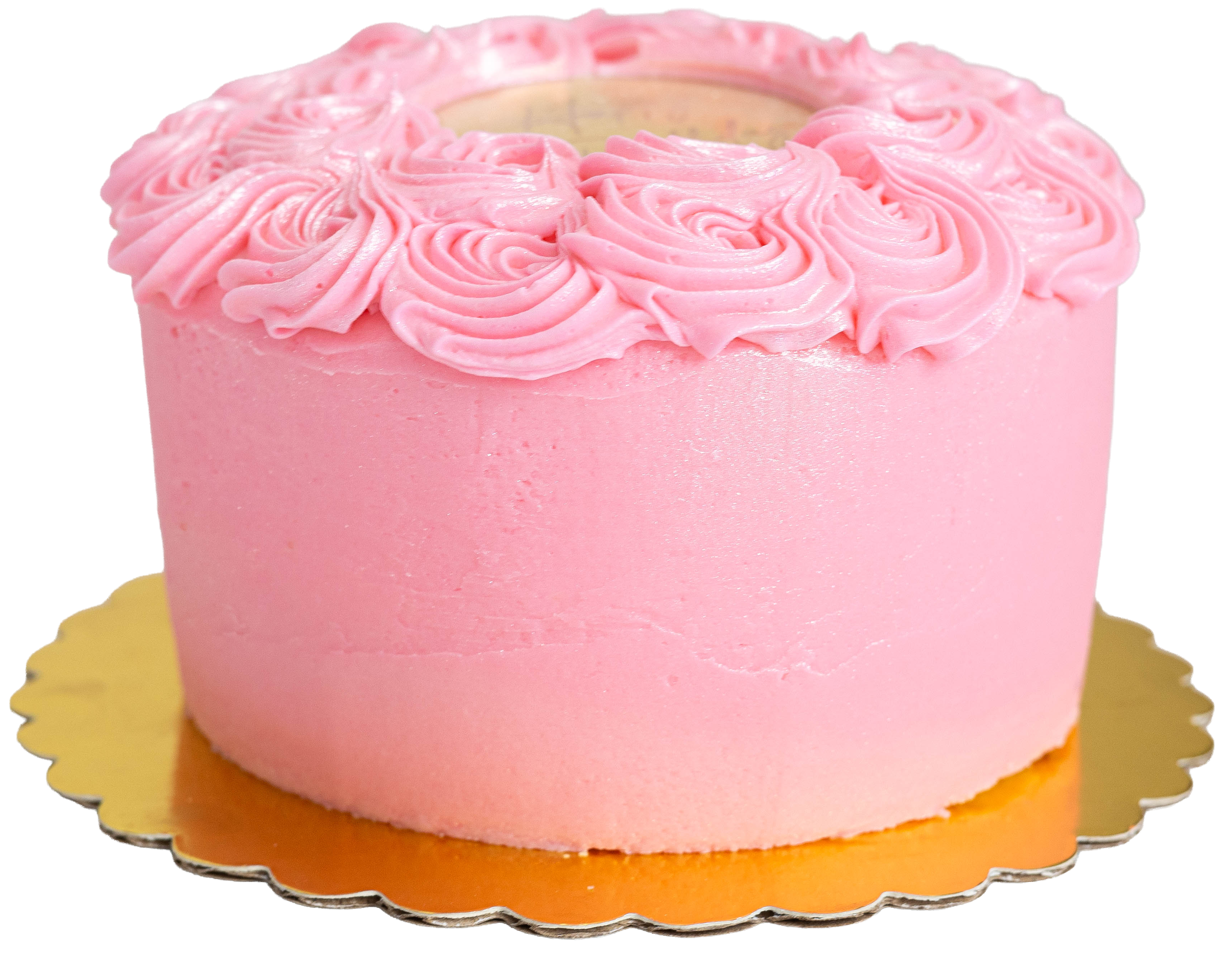 Chocolate personal cake with pink frosting